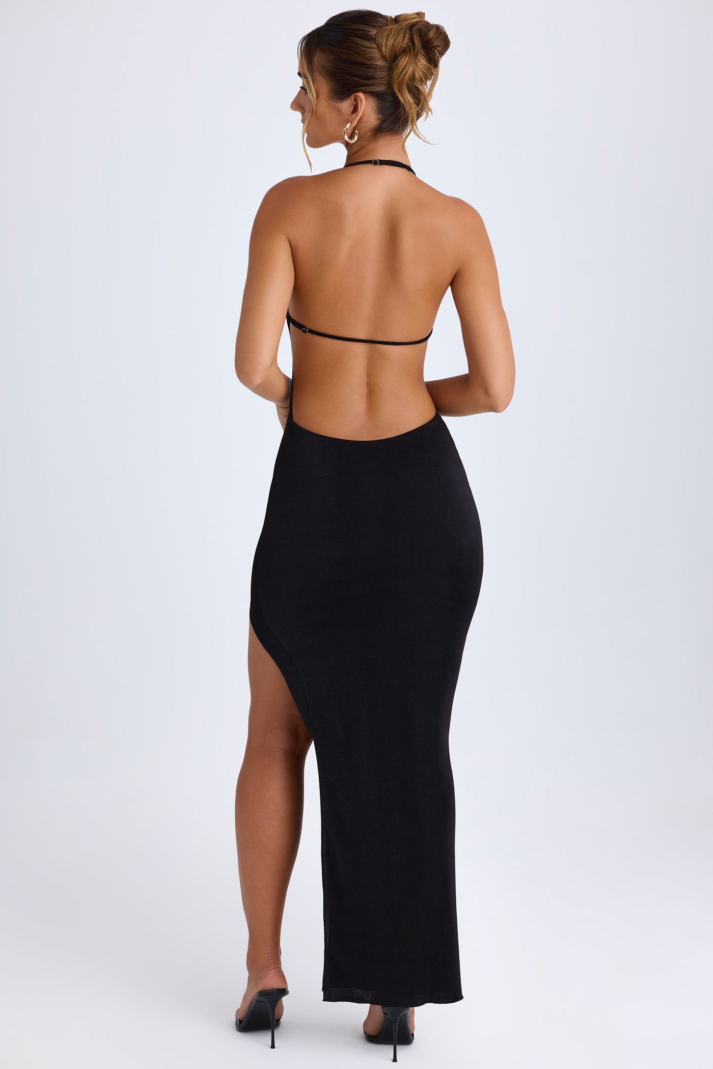 Cut-Out Halterneck Maxi Dress in Black