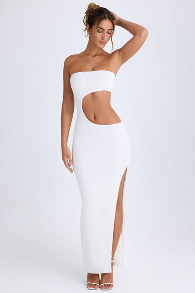 Cut-Out Bandeau Maxi Dress in White