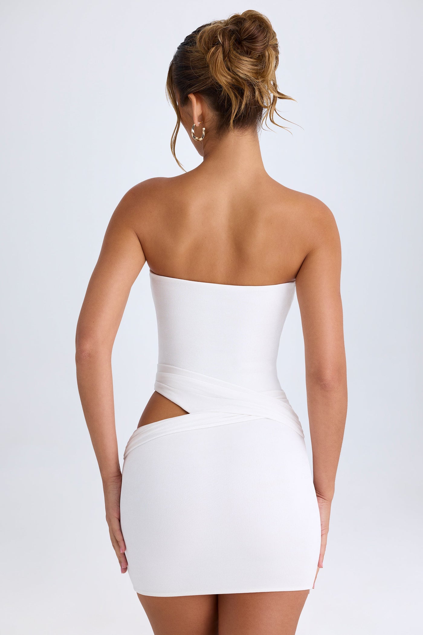 Cut-Out Bandeau Mini Dress in White