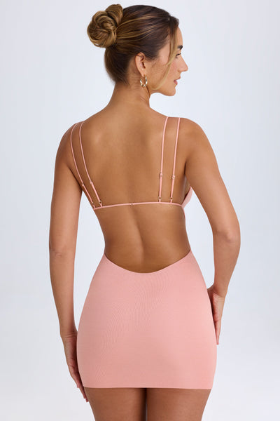 Cut-Out Open-Back Mini Dress in Apricot Pink