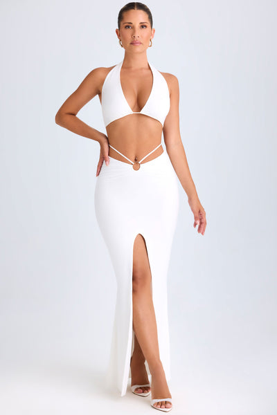 Hardware-Detail Mid-Rise Maxi Skirt in White