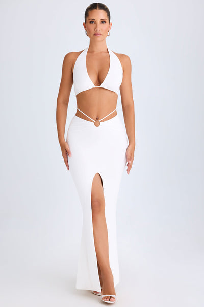 Hardware-Detail Mid-Rise Maxi Skirt in White