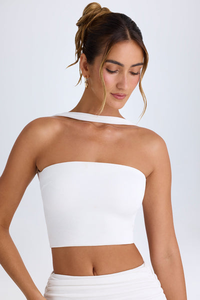 Choker-Detail Bandeau Top in White