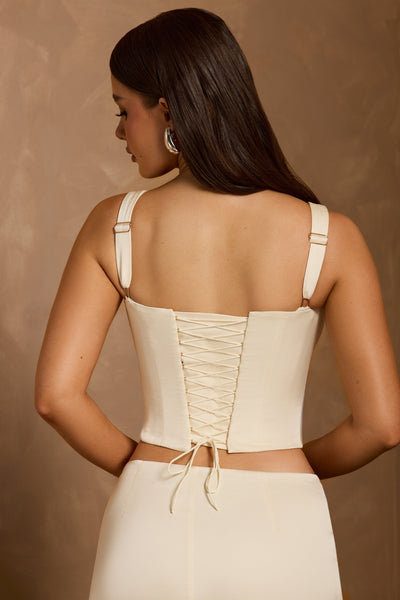 Lace-Up Corset Top in Ivory