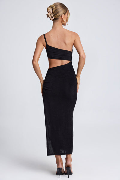 One Shoulder Cut Out Maxi Dress in Black