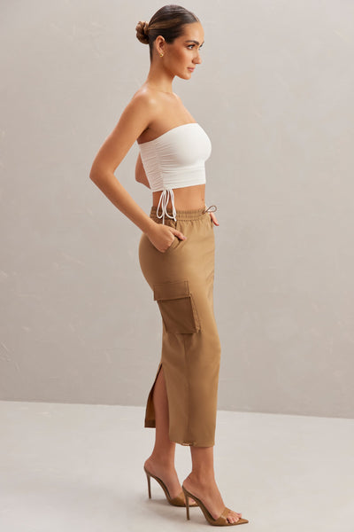 Ruched Bandeau Crop Top in Ivory