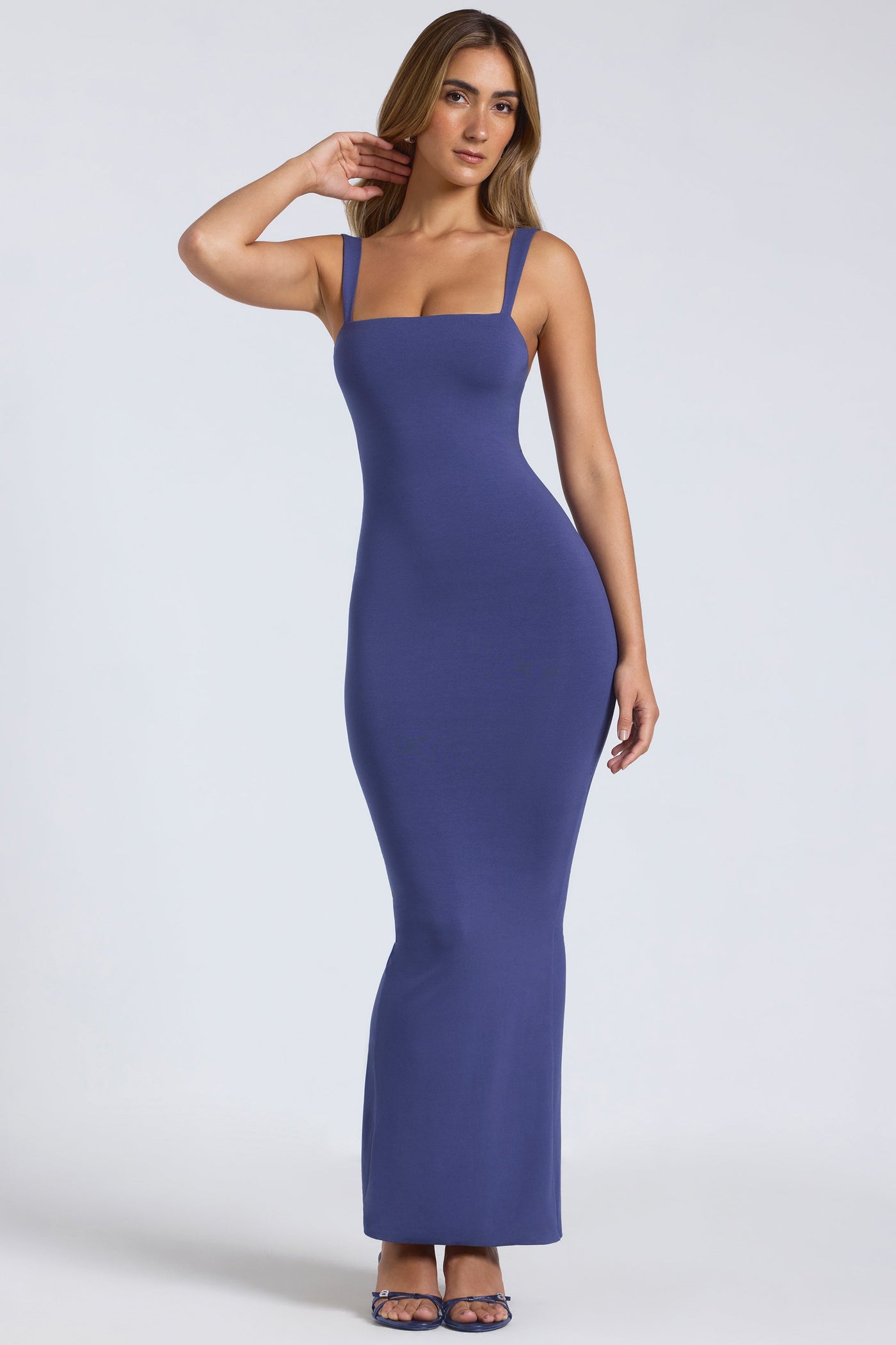 Modal Square Neck Low Back Maxi Dress in Navy