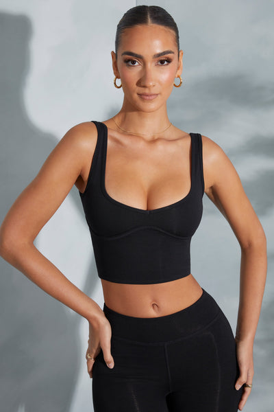 Sweetheart Neckline Crop Top in Black