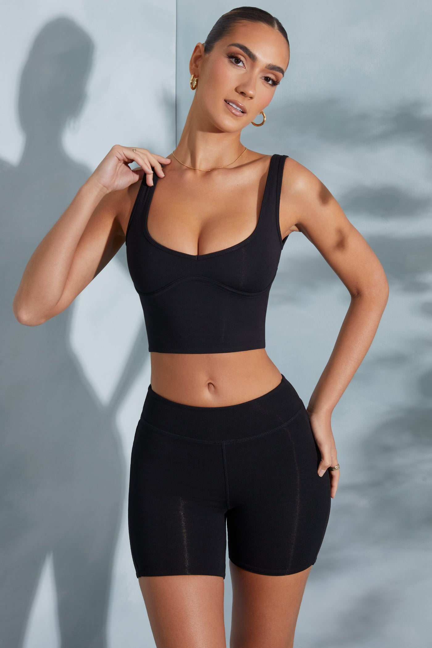 Sweetheart Neckline Crop Top in Black