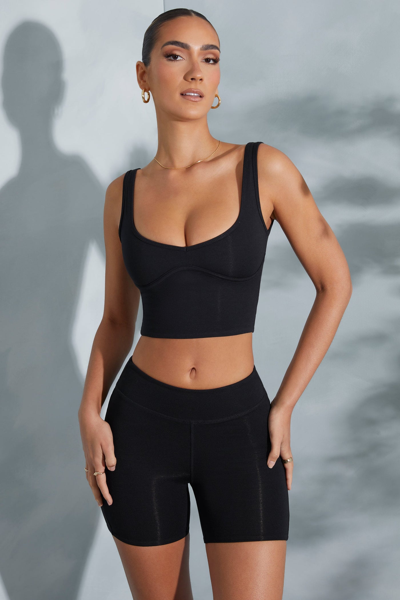 Sweetheart Neckline Crop Top in Black