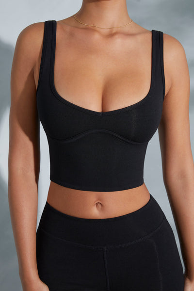 Sweetheart Neckline Crop Top in Black