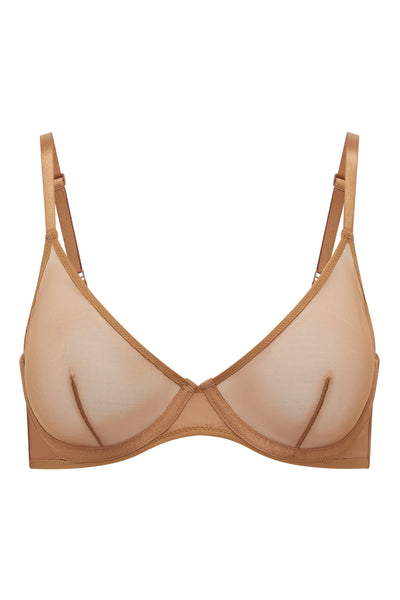 Soft Mesh Single Layer Underwired Bra in Almond