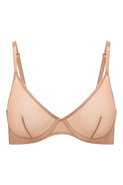 Soft Mesh Single Layer Underwired Bra in Warm Peach