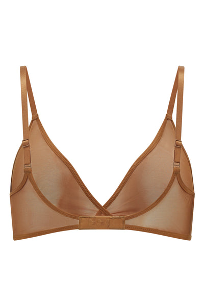 Soft Mesh Single Layer Triangle Bra in Almond