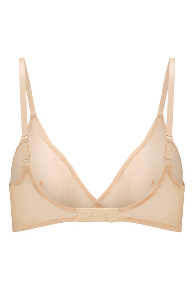 Soft Mesh Single Layer Triangle Bra in Beige