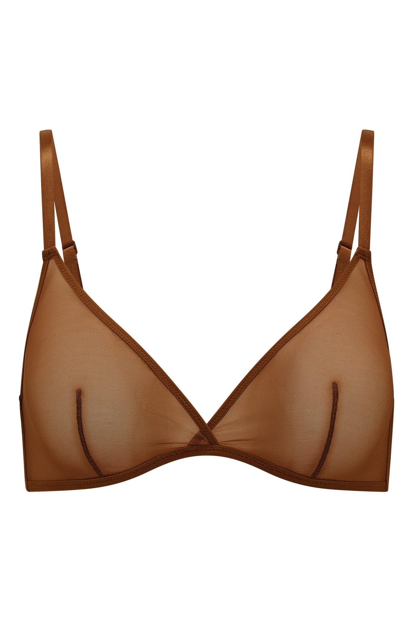 Soft Mesh Single Layer Triangle Bra in Chestnut