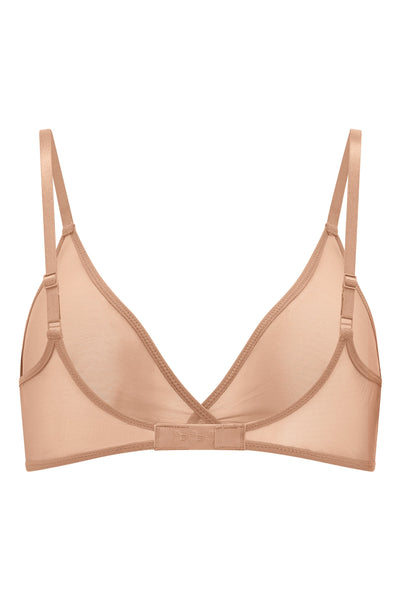 Soft Mesh Single Layer Triangle Bra in Warm Peach