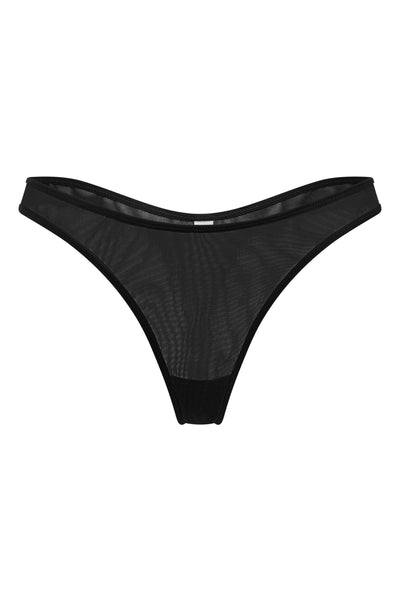 Soft Mesh Thong in Black