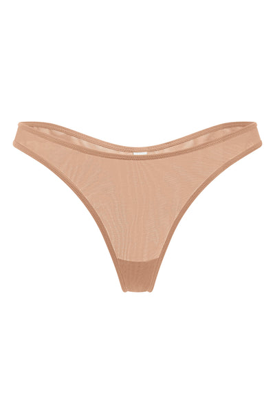 Soft Mesh Thong in Warm Peach