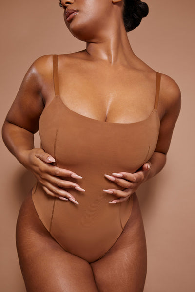 Soft Mesh Bodysuit in Almond