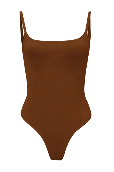 Soft Mesh Bodysuit in Chestnut