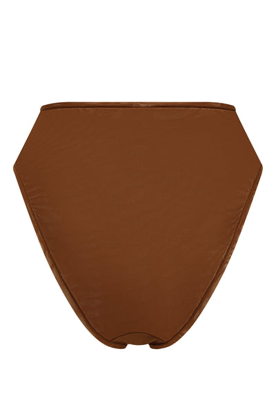 Soft Mesh High Waisted Knicker in Chestnut