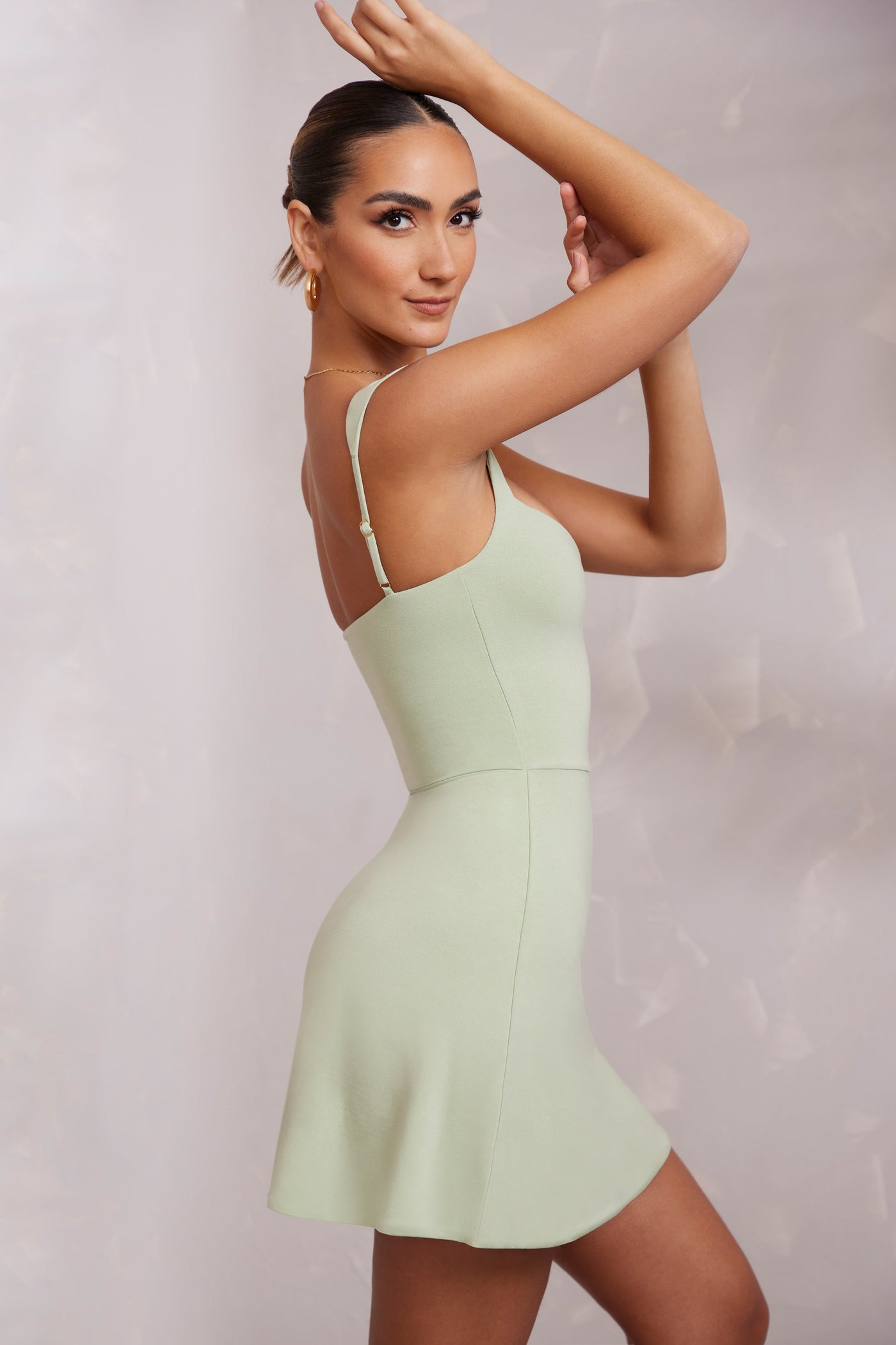 Sweetheart Neckline Mini Dress in Sage