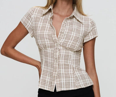 Harper Vintage Check Linen Top