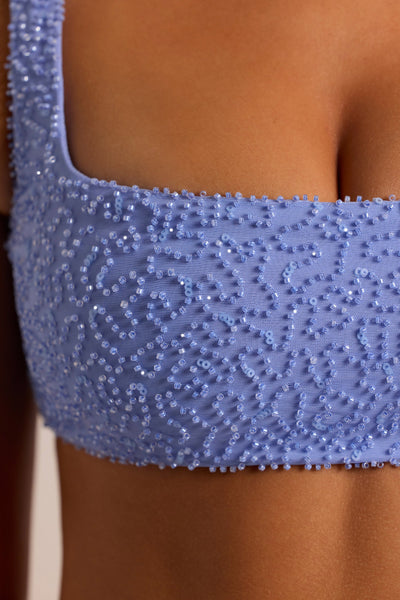 Embellished Square Neck Bralette in Powder Blue