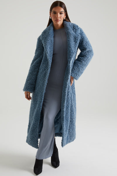 Long Shearling Coat in Blue