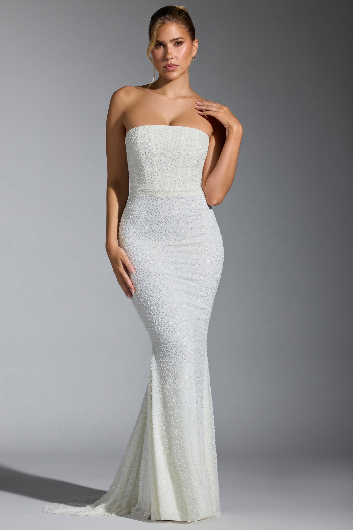 Embellished Corset Gown in White