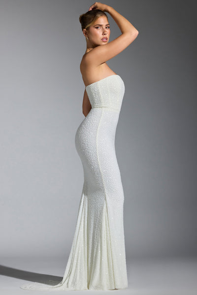 Embellished Corset Gown in White