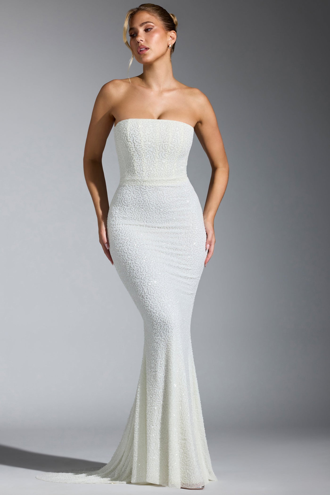 Embellished Corset Gown in White