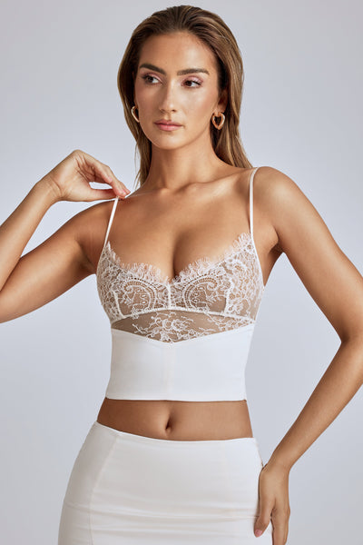 Lace Panel Cami Top in Ivory