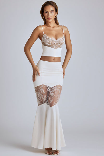 Lace Panel Cami Top in Ivory