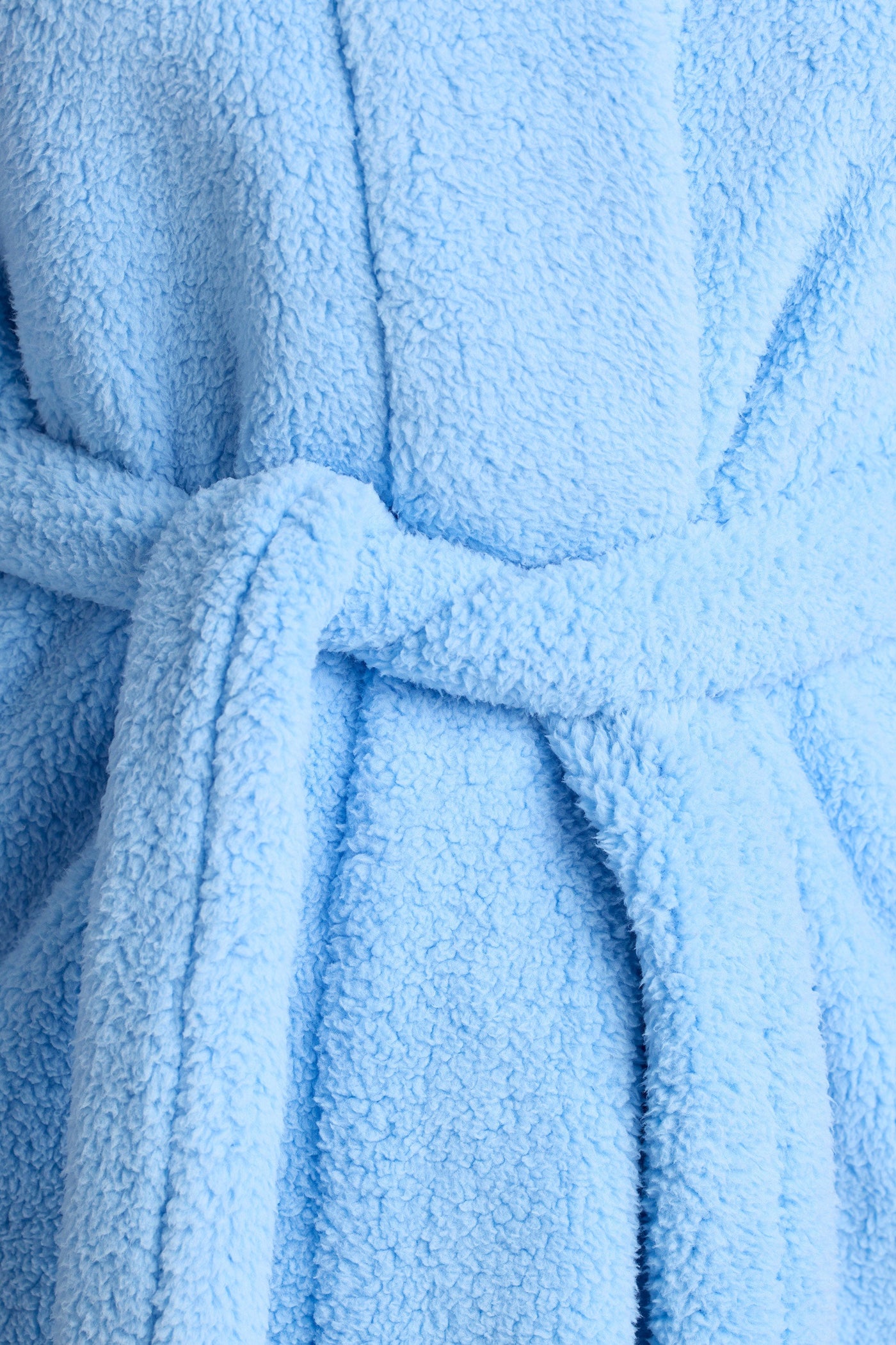 Tie Front Fleece Robe in Baby Blue