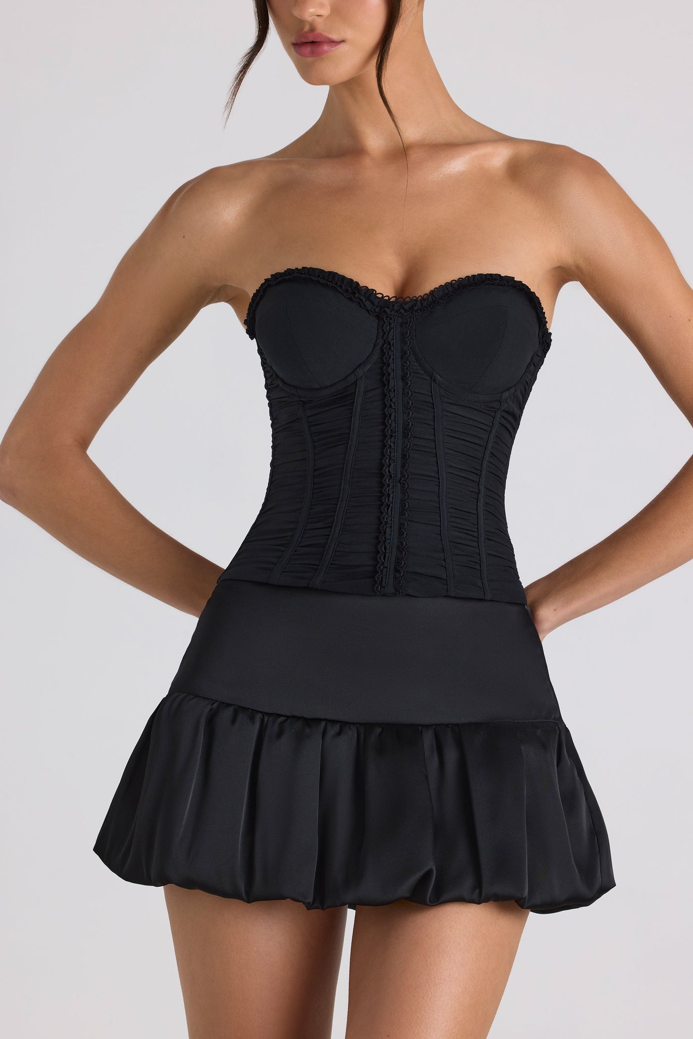 Corset Top and Bubble Skirt Co-ord in Black