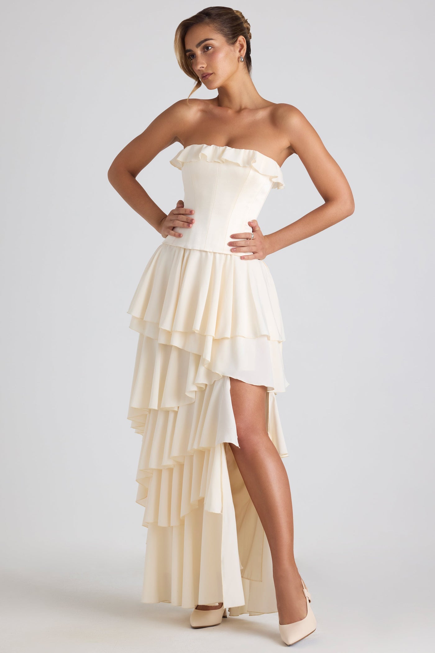 Tiered Corset Gown in Ivory