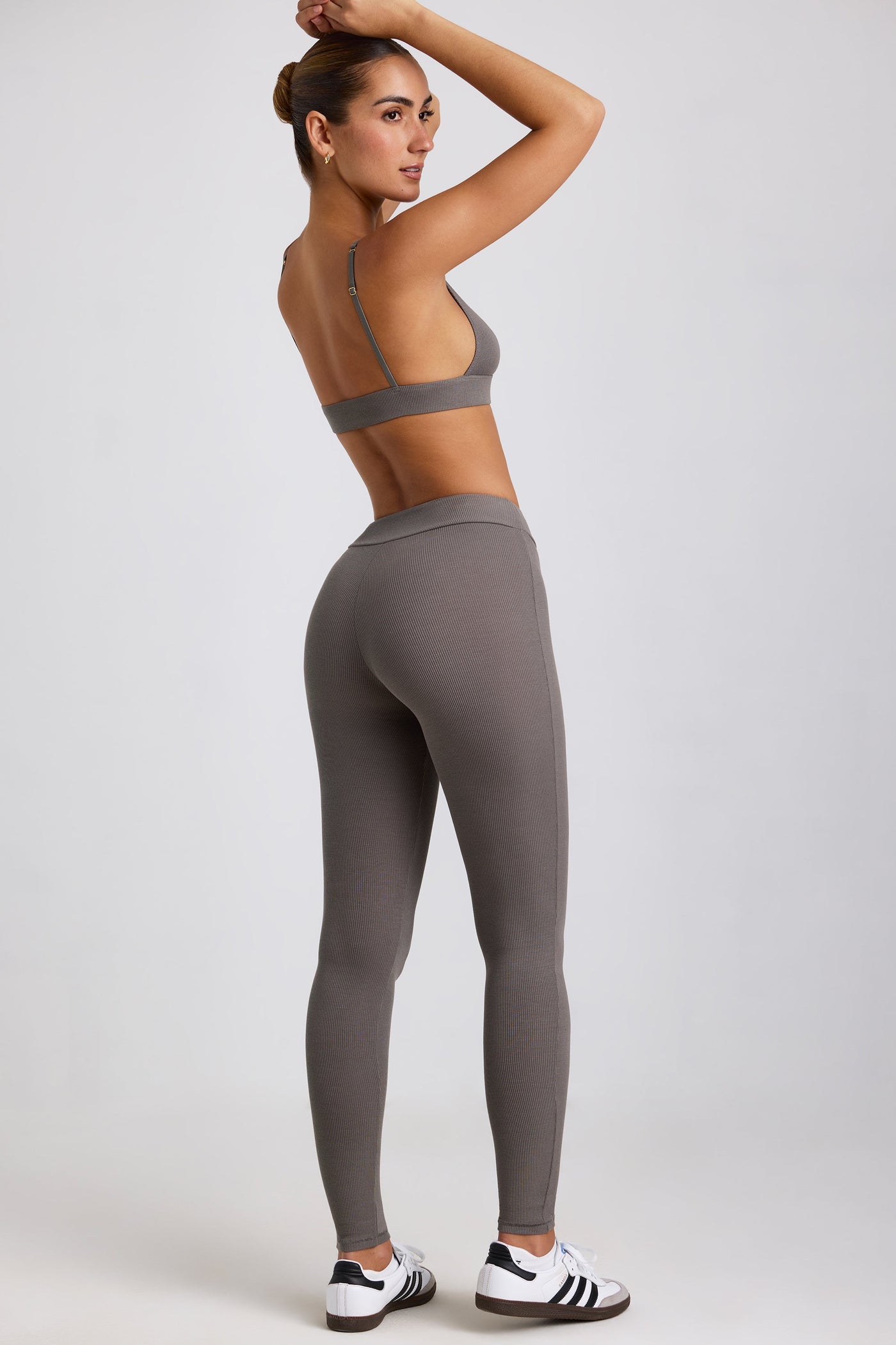 Ribbed Modal High Waist Leggings in Grey