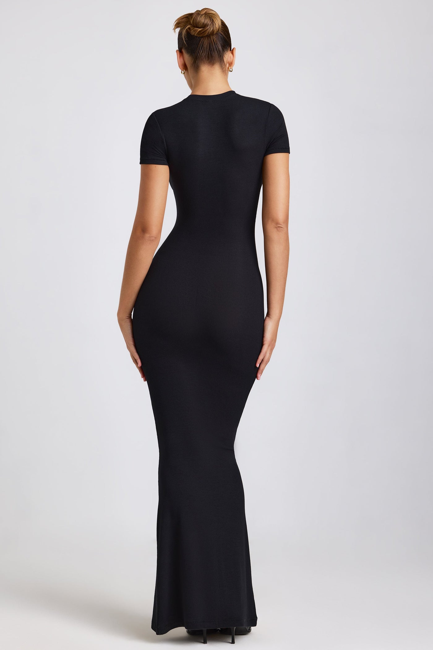 Ribbed Modal Maxi Dress in Black