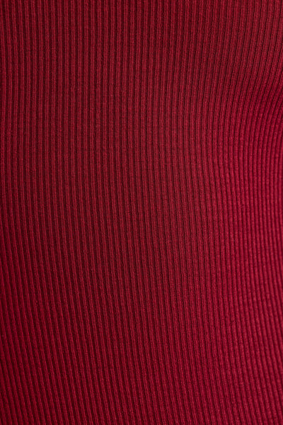 Ribbed Modal Long Sleeve Bodysuit in Maroon