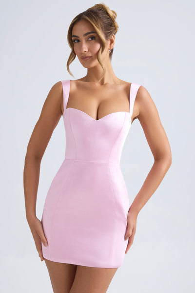 Sweetheart-Neck A-Line Mini Dress in Light Pink