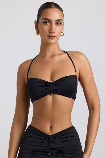 Slinky Jersey Hardware Detail Halterneck Bralette in Black