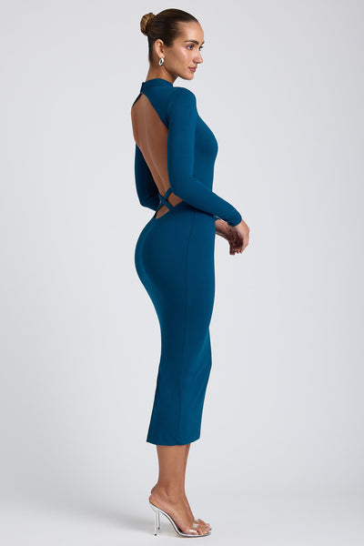 Modal Cross-Back Midaxi Dress in Deep Teal