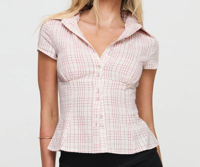 Harper Vintage Check Linen Top