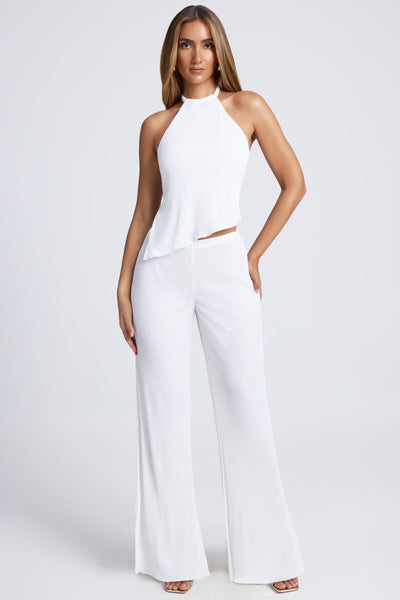 High-Waist Wide-Leg Trousers in White