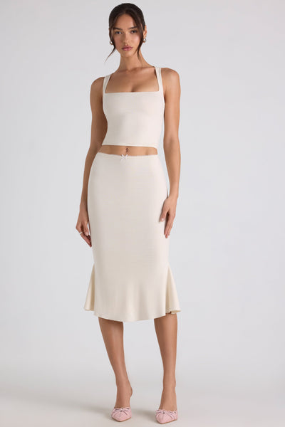 Modal Bow-Detail Crop Top in Ivory