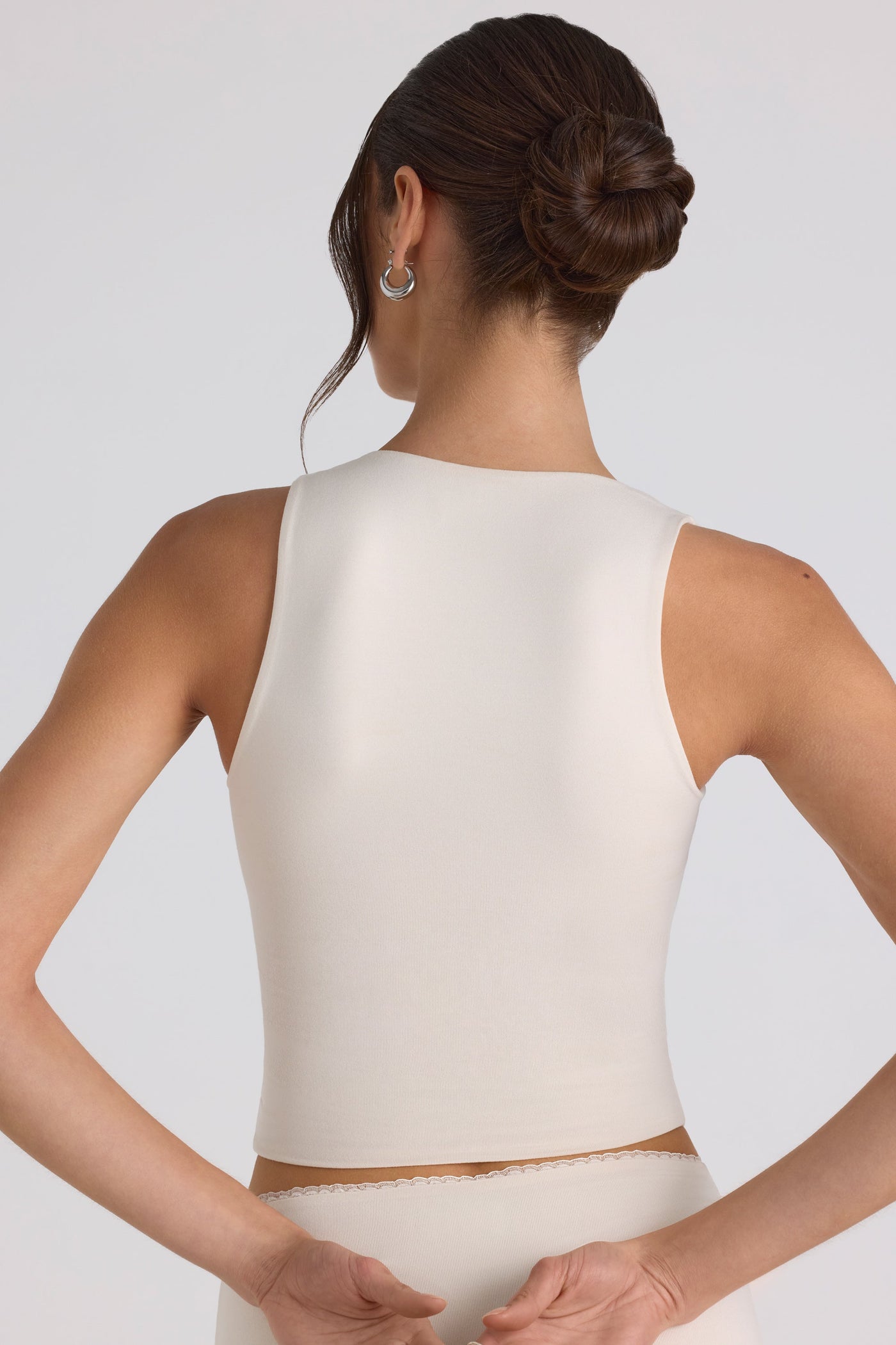 Modal Bow-Detail Crop Top in Ivory