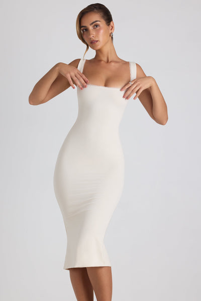 Modal Lace-Trim Midaxi Dress in Ivory