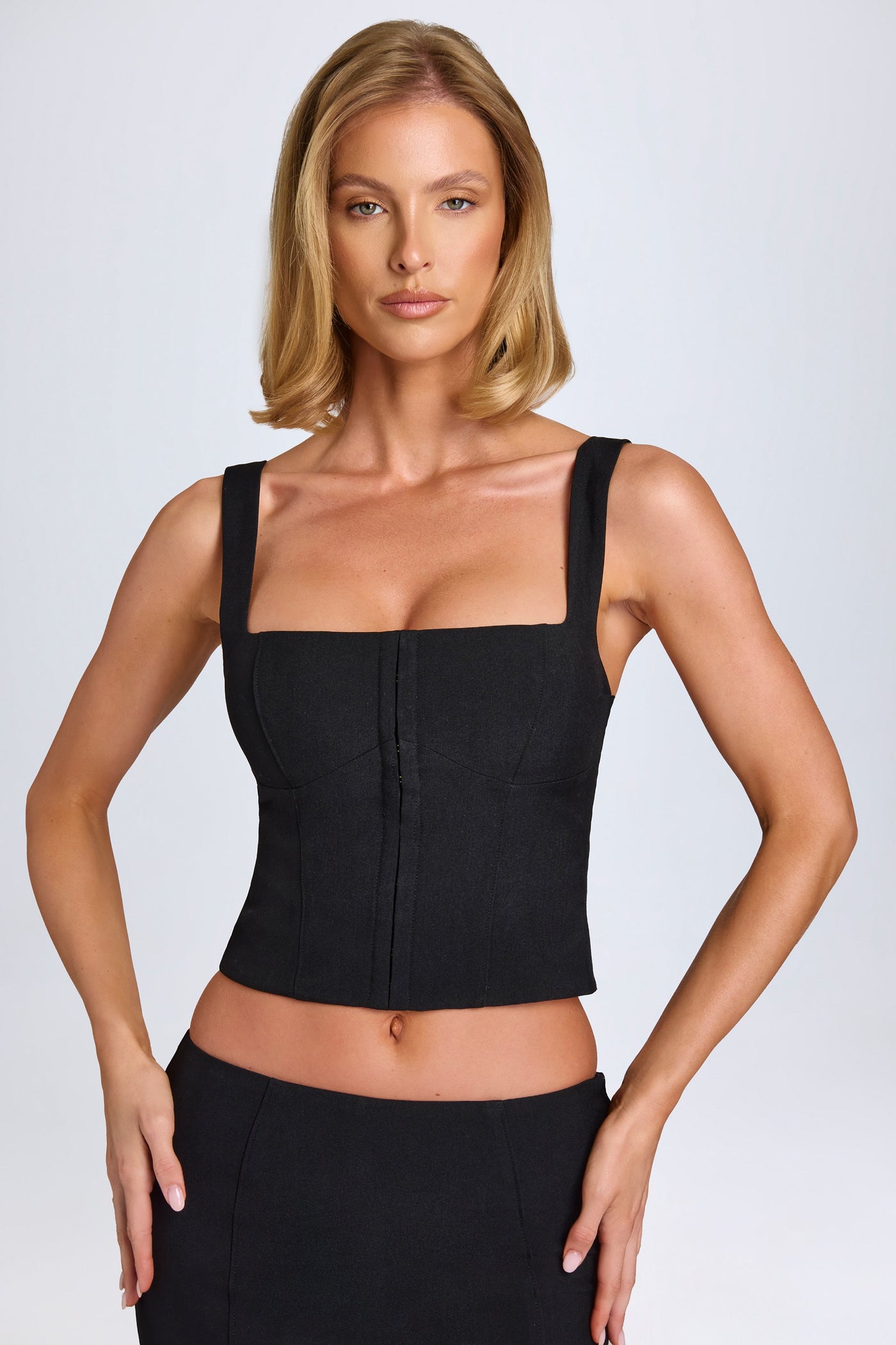 Hook-And-Eye Corset Top in Black